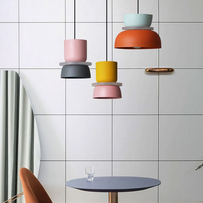 Nordic Hanging Lamp with LED Light – Colorful Metal Shade for Kitchen Pendant Lighting 5