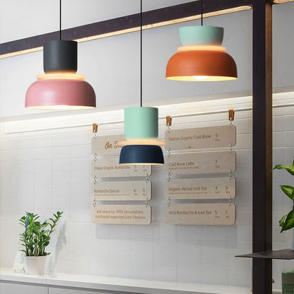 Nordic Hanging Lamp with LED Light – Colorful Metal Shade for Kitchen Pendant Lighting 8