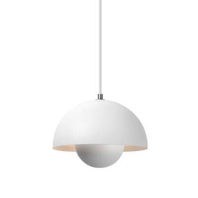 Nordic hanging lamp featuring a sleek metal dome shade, perfect for adjustable pendant lighting in a Scandinavian style kitchen. 10
