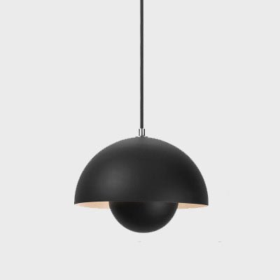 Nordic hanging lamp featuring a sleek metal dome shade, perfect for adjustable pendant lighting in a Scandinavian style kitchen. 9