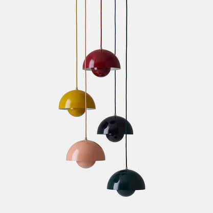 Nordic hanging lamp featuring a sleek metal dome shade, perfect for adjustable pendant lighting in a Scandinavian style kitchen. 1