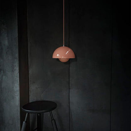 Nordic hanging lamp featuring a sleek metal dome shade, perfect for adjustable pendant lighting in a Scandinavian style kitchen. 8