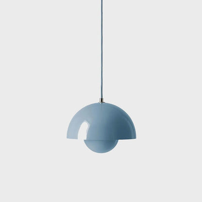 Nordic hanging lamp featuring a sleek metal dome shade, perfect for adjustable pendant lighting in a Scandinavian style kitchen. 11