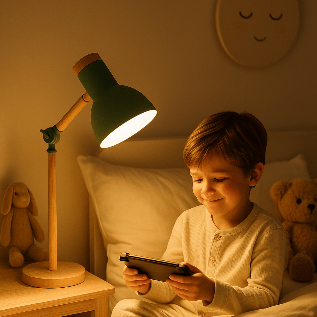 Nordic table lamp with adjustable height, featuring a wooden finish, perfect for minimalist bedside or desk decor. 2
