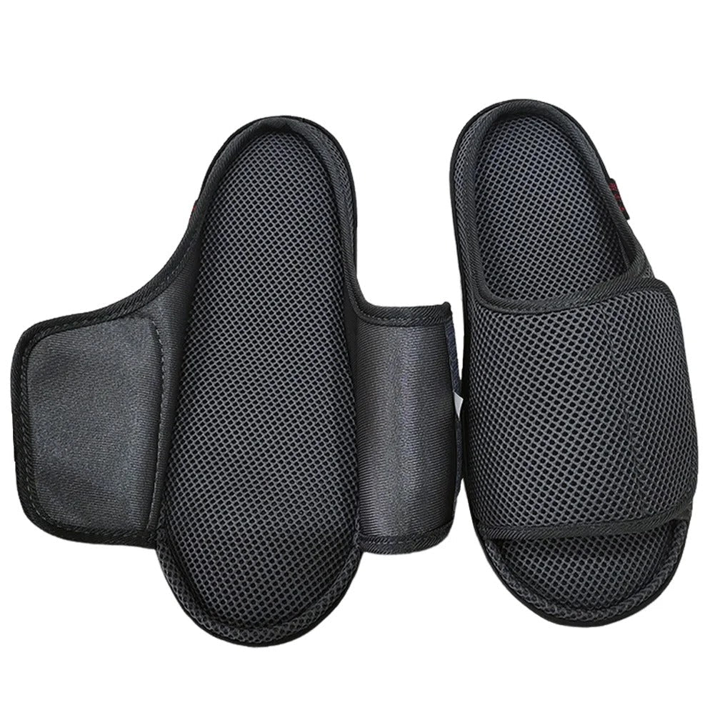 Openable slippers designed for swollen feet featuring an adjustable Velcro fit and a soft mesh upper for maximum comfort. 2