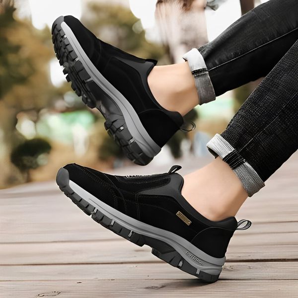 Orthopaedic walking shoes featuring a slip-on design, arch support, and a comfortable rubber sole for enhanced mobility and foot health. 2