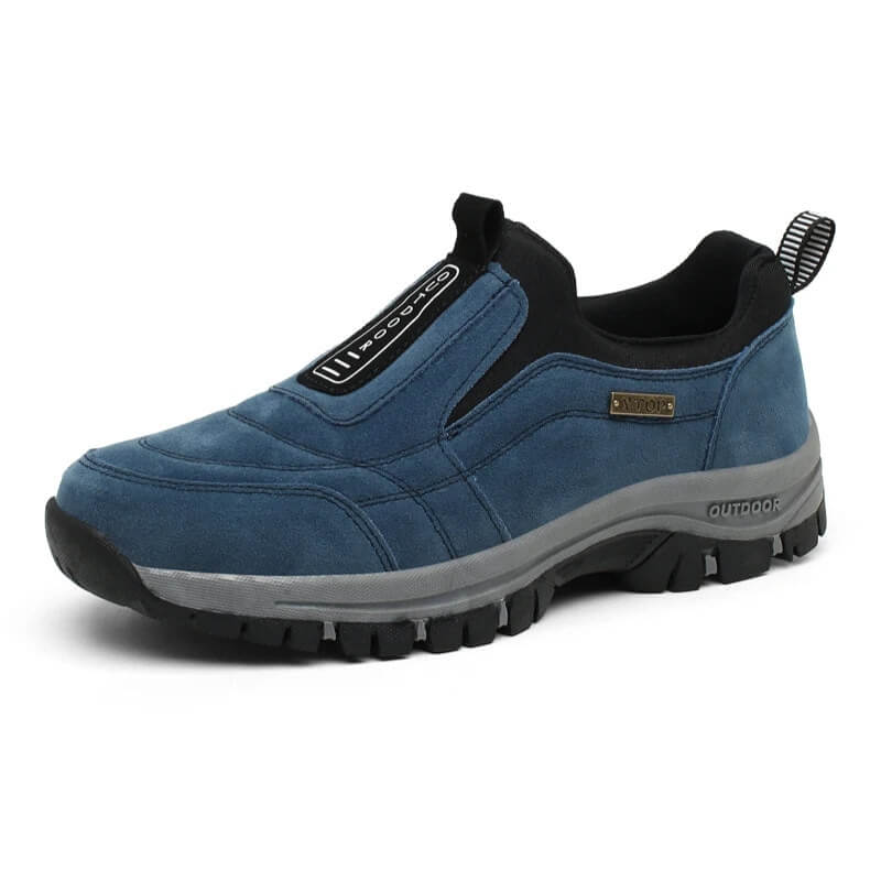 Orthopaedic walking shoes featuring a slip-on design, arch support, and a comfortable rubber sole for enhanced mobility and foot health. 0
