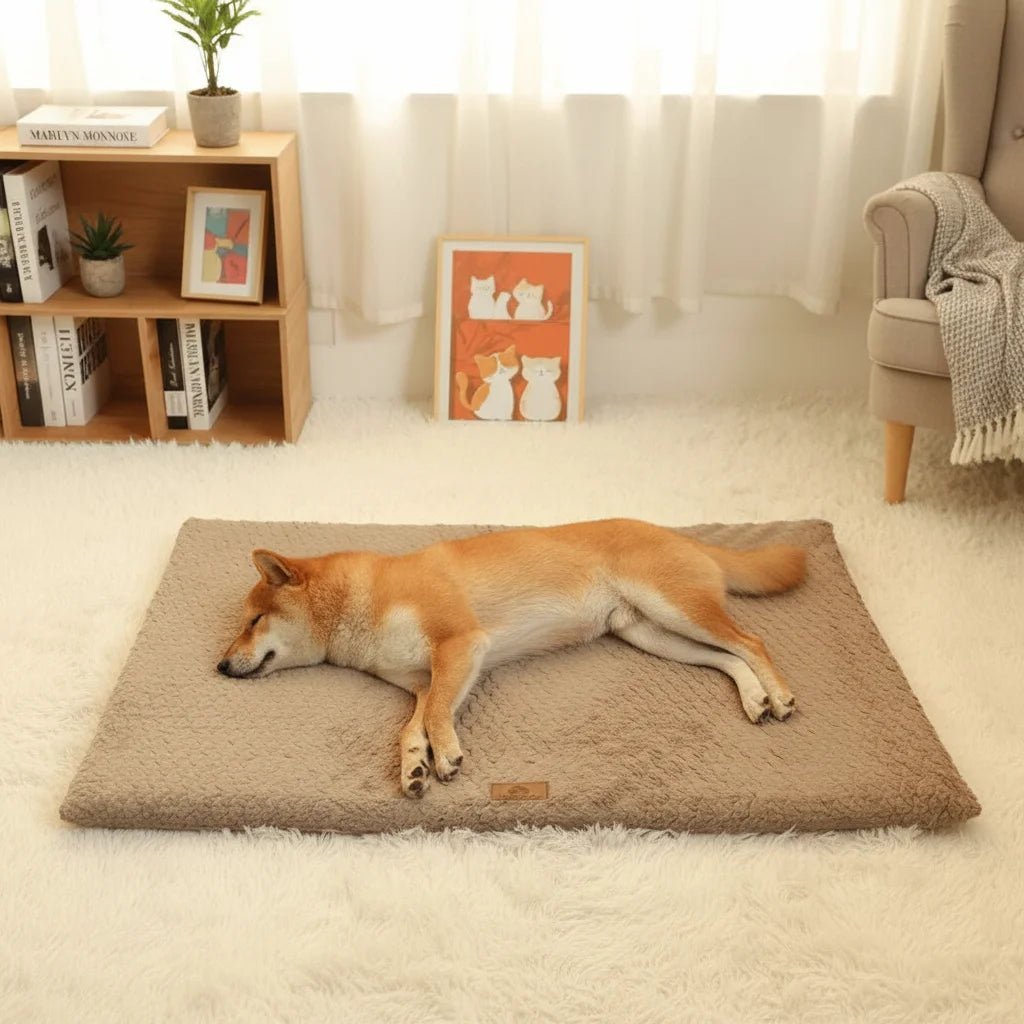 Orthopedic dog crate bed with a washable cover, designed for durability and support, suitable for all breeds. 6