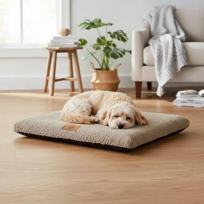 Orthopedic dog crate bed with a washable cover, designed for durability and support, suitable for all breeds. 2