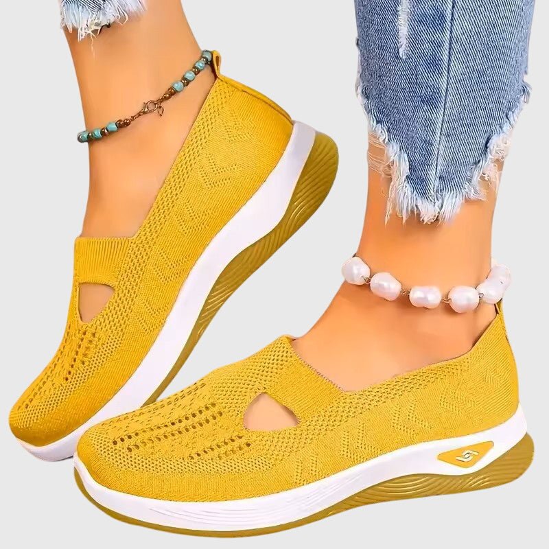 Orthopedic slip-on shoes for women featuring enhanced walking support and breathable insoles for maximum comfort and foot care. 11