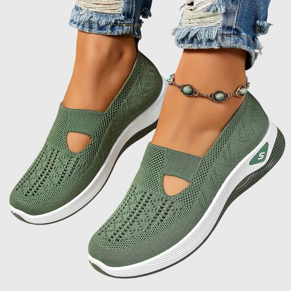 Orthopedic slip-on shoes for women featuring enhanced walking support and breathable insoles for maximum comfort and foot care. 1