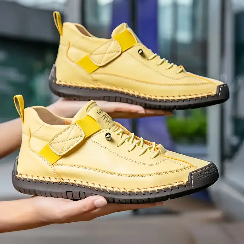 Orthopedic sneakers featuring shock-absorbing EVA soles, designed for comfort with a wide fit and made from premium leather, perfect for easy slip-on wear 2