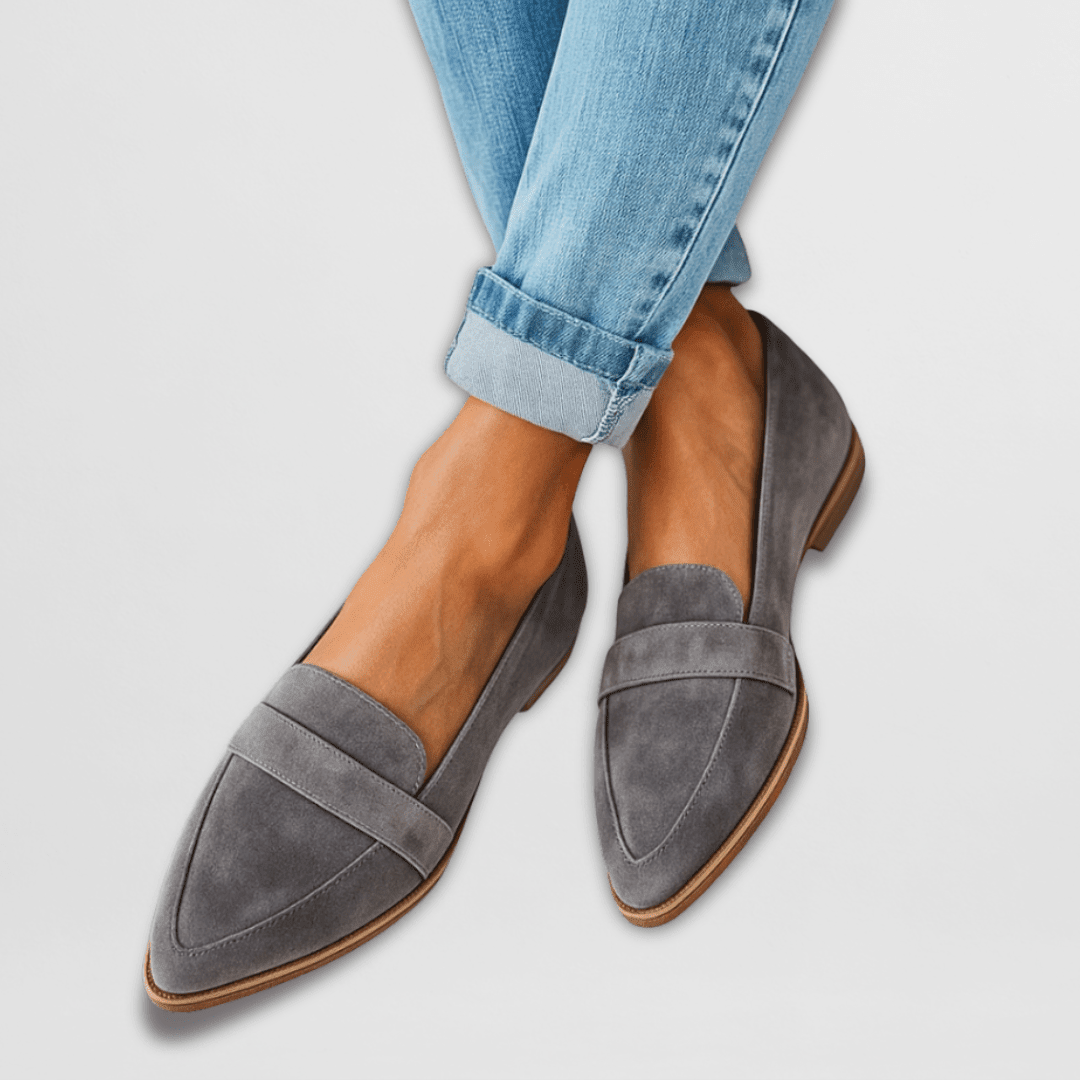 Orthopedic soft suede loafers for women featuring cushioned support, perfect for comfort and style. 1