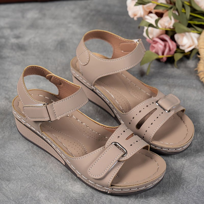 Orthopedic wedge sandals for women featuring cushioned support, adjustable fit, and a lightweight breathable design for all-day comfort. 3