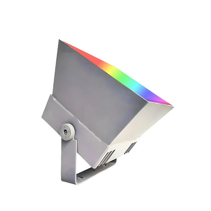 Outdoor LED Spotlight with RGB lighting in sleek black design, available in 30W, 50W, or 72W options, ideal for enhancing 6