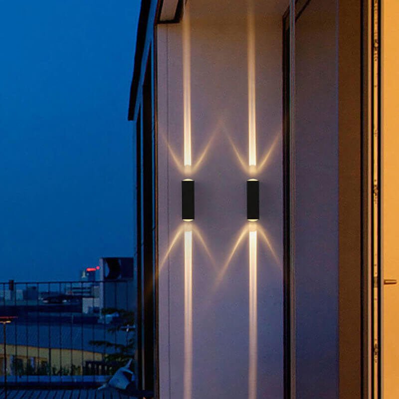 Outdoor LED wall lamp in sleek black design, featuring an up-down light effect, perfect for modern facade lighting and enhancing outdoor spaces. 0