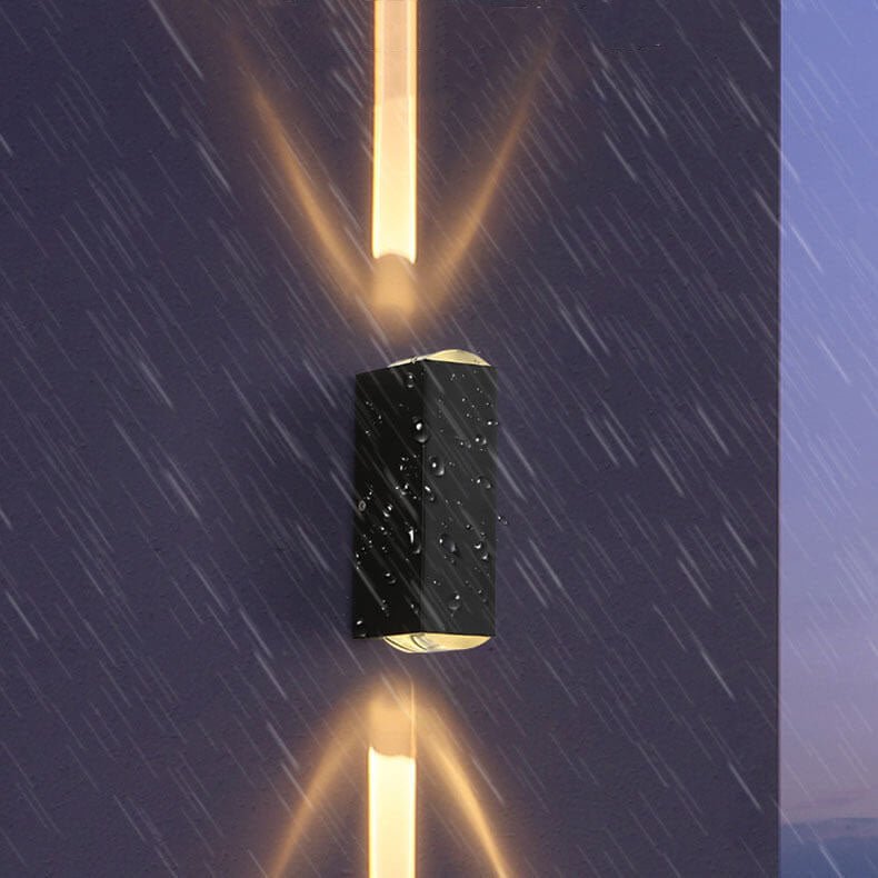 Outdoor LED wall lamp in sleek black design, featuring an up-down light effect, perfect for modern facade lighting and enhancing outdoor spaces. 3