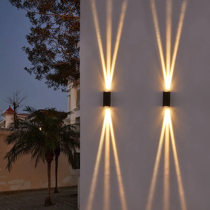 Outdoor LED wall lamp in sleek black design, featuring an up-down light effect, perfect for modern facade lighting and enhancing outdoor spaces. 10