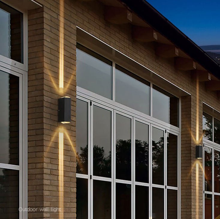 Outdoor LED wall lamp in sleek black design, featuring an up-down light effect, perfect for modern facade lighting and enhancing outdoor spaces. 2