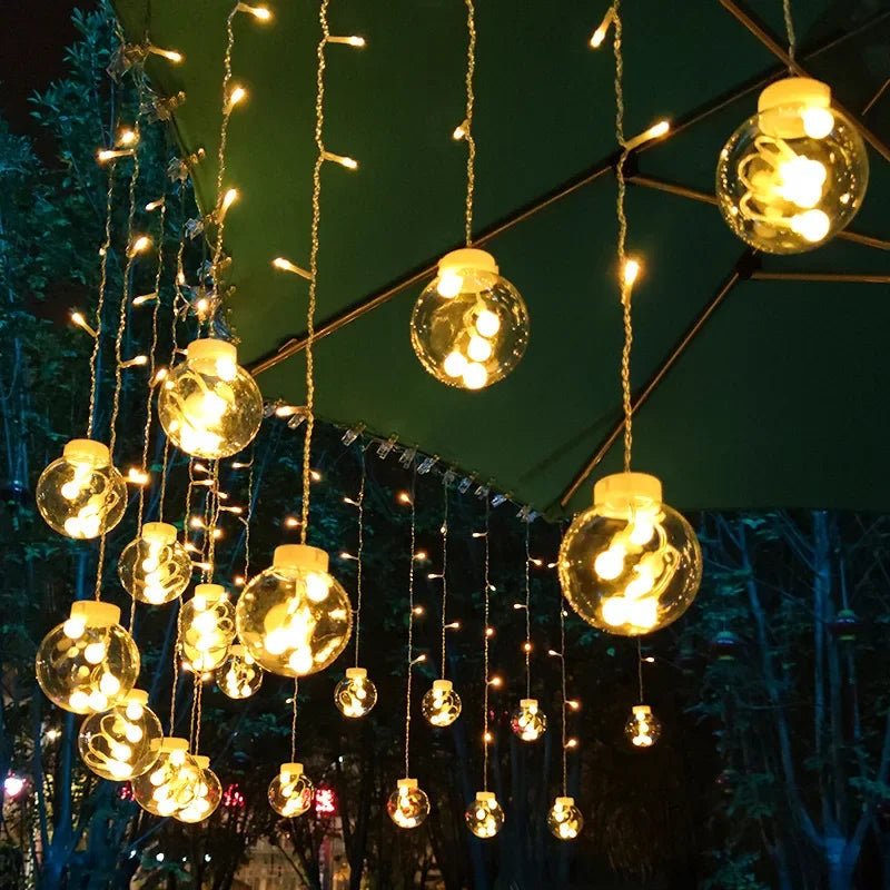 Outdoor string lights featuring a waterproof design, energy-efficient LED bulbs, perfect for enhancing garden and patio decor. 3