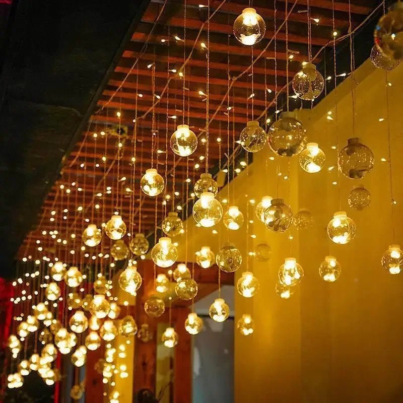 Outdoor string lights featuring a waterproof design, energy-efficient LED bulbs, perfect for enhancing garden and patio decor. 4