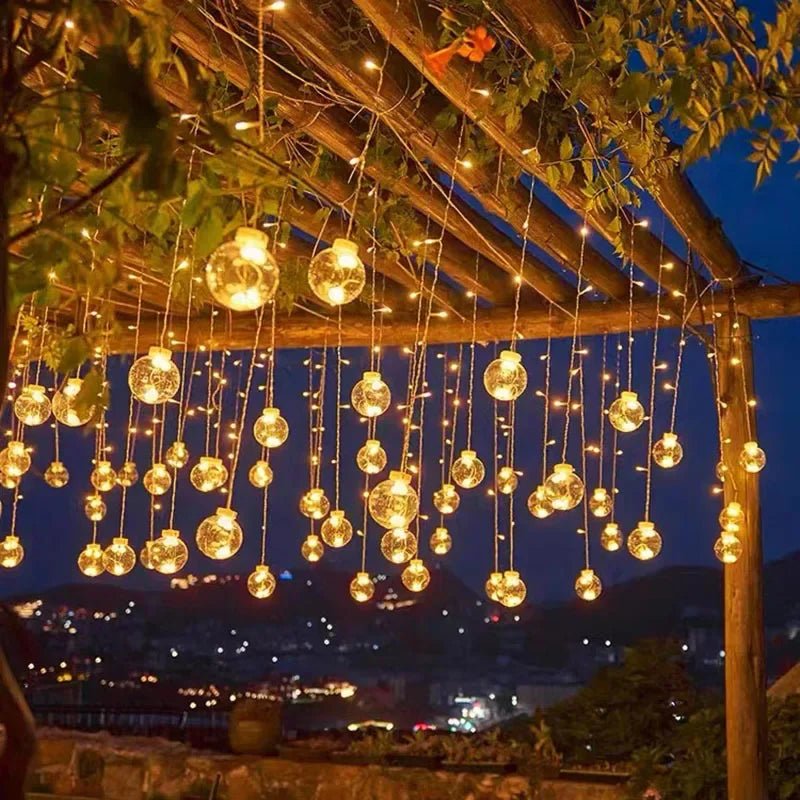 Outdoor string lights featuring a waterproof design, energy-efficient LED bulbs, perfect for enhancing garden and patio decor. 5