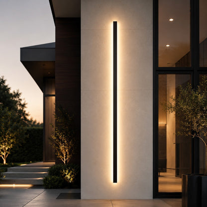 Outdoor wall light featuring a sleek, modern design with dimmable LED functionality and a waterproof aluminum construction, perfect for illuminating patios and gardens. 4