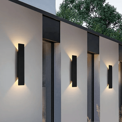 Outdoor wall lights featuring a waterproof aluminum construction and a minimalist design, showcasing a stylish bidirectional glow for enhanced outdoor ambiance. 0