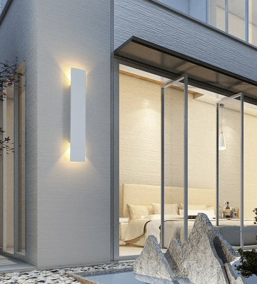 Outdoor wall lights featuring a waterproof aluminum construction and a minimalist design, showcasing a stylish bidirectional glow for enhanced outdoor ambiance. 8