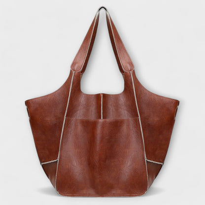 Oversized shoulder bag made of durable PU leather, featuring a versatile design and elegant style, perfect for everyday use. 5