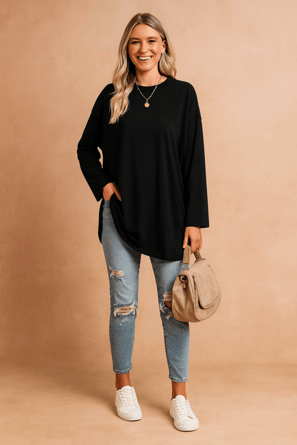 Oversized sweater for women featuring a loose fit, perfect for comfortable knitwear and casual style, showcasing a cozy design in soft fabric. 5