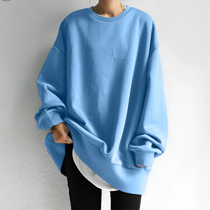 Oversized women's sweatshirt featuring a soft cotton-polyester blend, designed with a minimalist casual aesthetic and relaxed fit for ultimate comfort. 5
