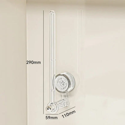 Transparent plastic wall-mounted paper towel holder with a rotatable suction cup, ideal for kitchen organization and easy access to towels. 5