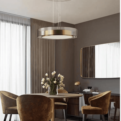 Modern pendant lamp featuring an adjustable height and an elegant rose gold finish, designed with a sleek glass shade, perfect for contemporary home decor. 6
