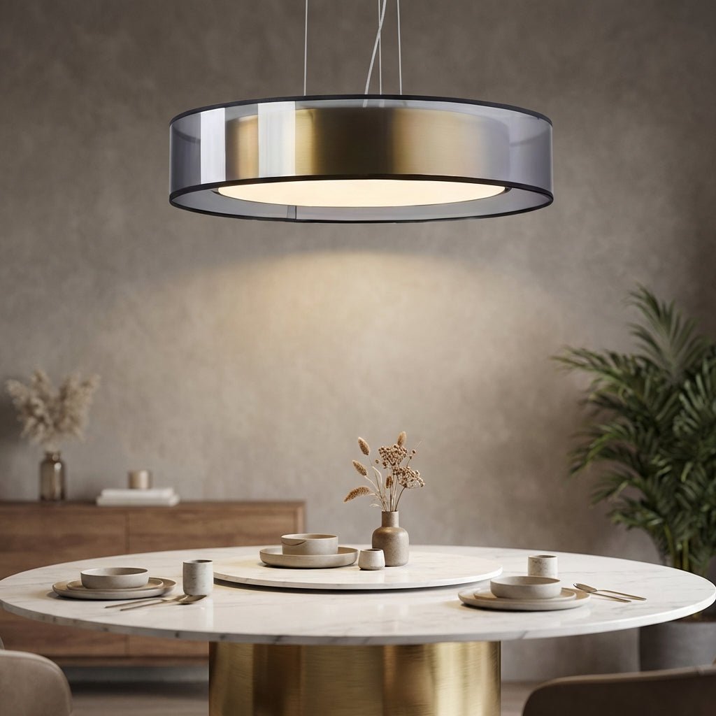 Modern pendant lamp featuring an adjustable height and an elegant rose gold finish, designed with a sleek glass shade, perfect for contemporary home decor. 1