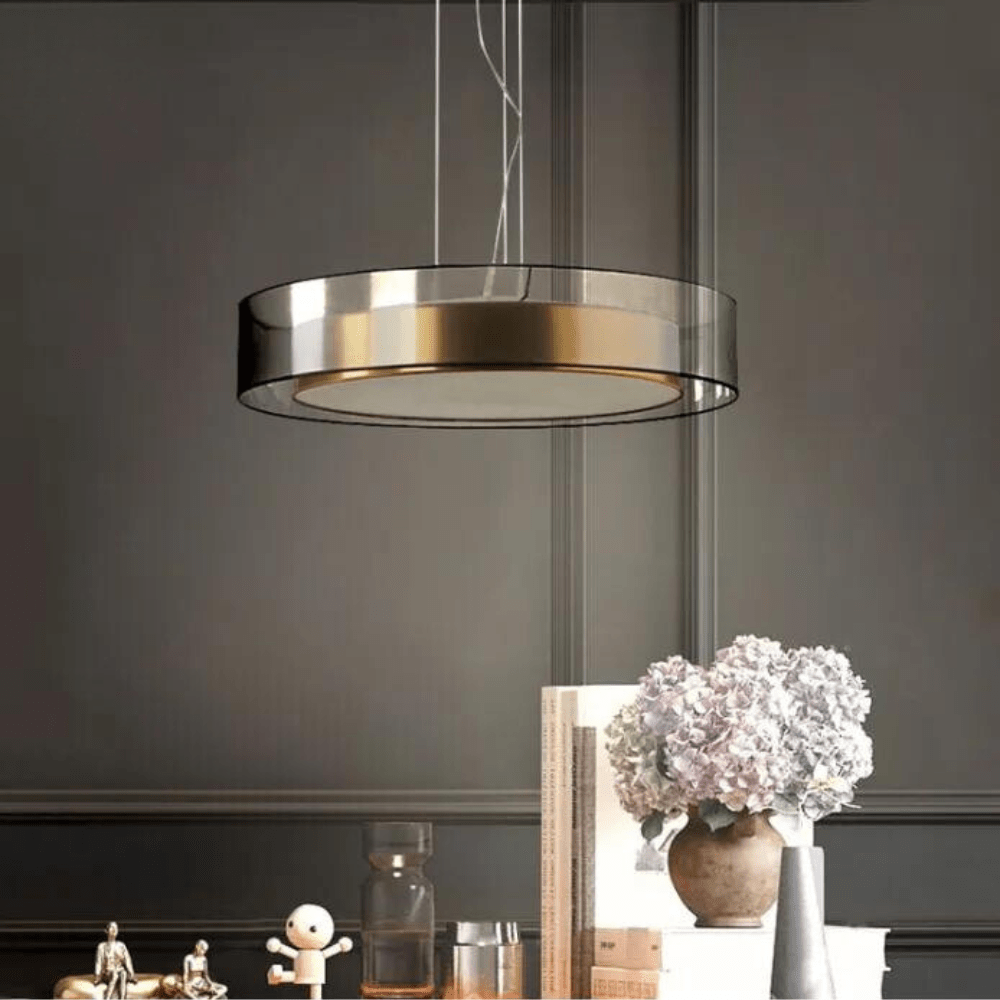 Modern pendant lamp featuring an adjustable height and an elegant rose gold finish, designed with a sleek glass shade, perfect for contemporary home decor. 5