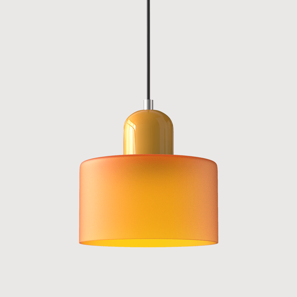 Modern Bauhaus-style pendant light with adjustable height and clear glass shade, perfect for illuminating kitchen islands. 8