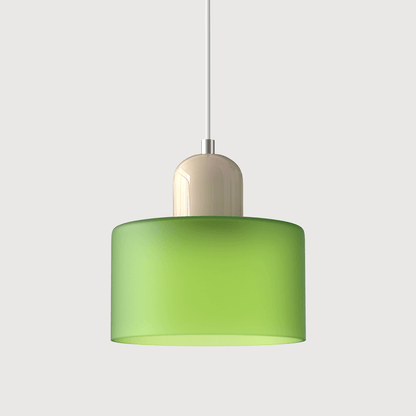 Modern Bauhaus-style pendant light with adjustable height and clear glass shade, perfect for illuminating kitchen islands. 15