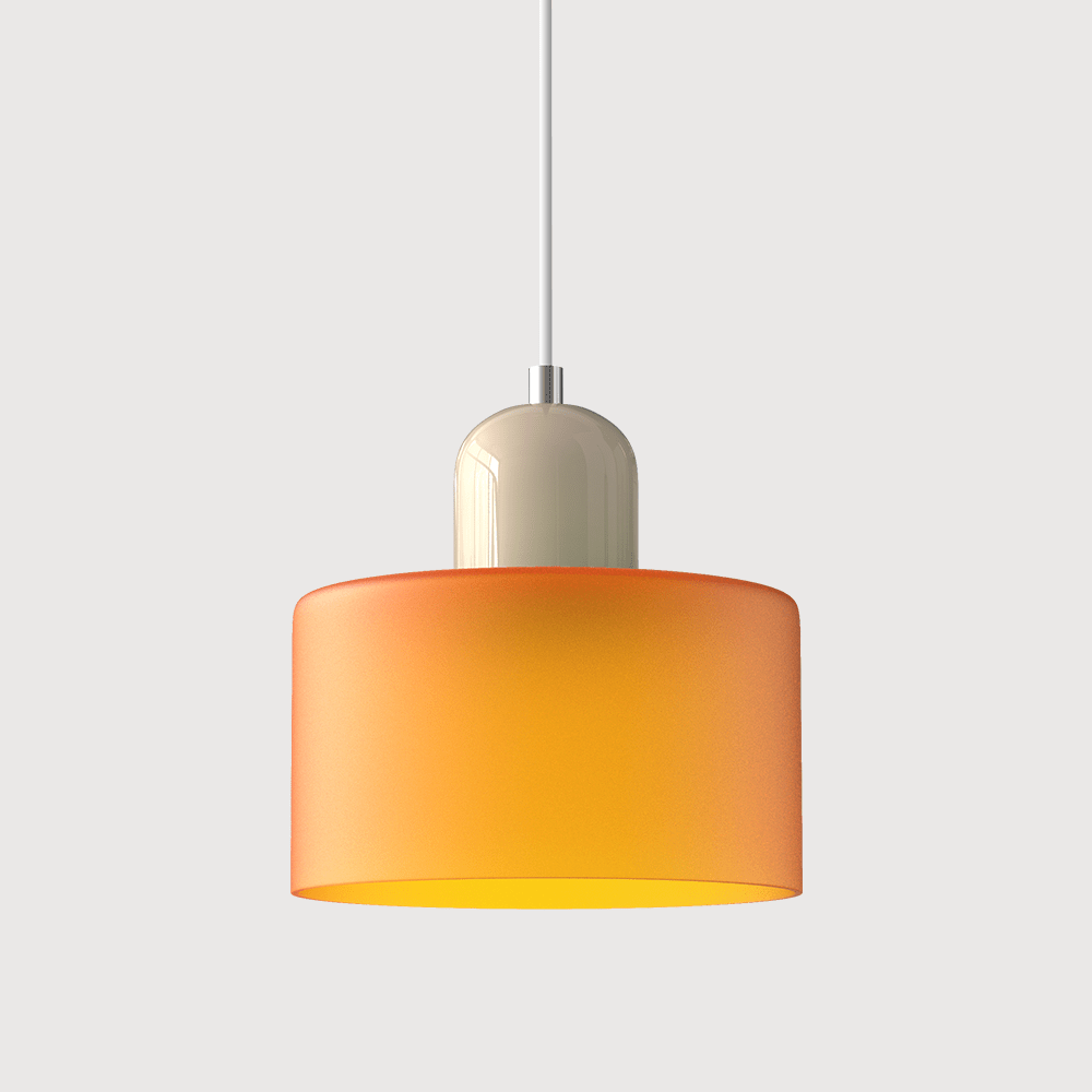 Modern Bauhaus-style pendant light with adjustable height and clear glass shade, perfect for illuminating kitchen islands. 9