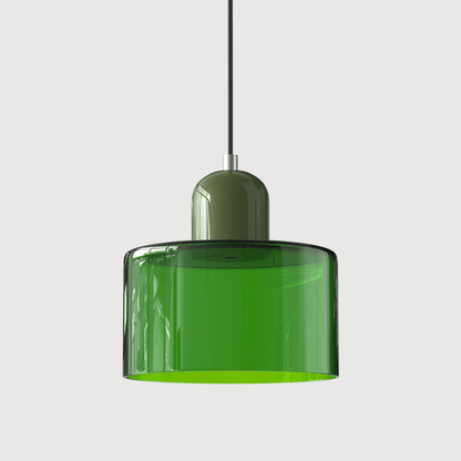 Modern Bauhaus-style pendant light with adjustable height and clear glass shade, perfect for illuminating kitchen islands. 0