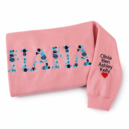 Personalized Floral Embroidered Sweatshirt featuring custom name design, perfect keepsake hoodie for unique style and comfort. 4