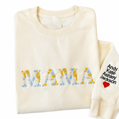 Personalized Floral Embroidered Sweatshirt featuring custom name design, perfect keepsake hoodie for unique style and comfort. 0