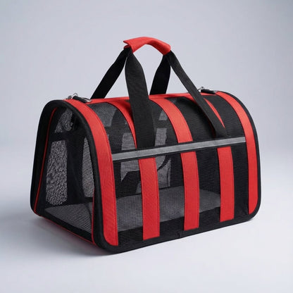 Lightweight pet carrier for cats and dogs featuring a breathable mesh design and a foldable structure, perfect for travel with your furry friends. 8