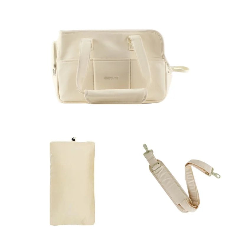 Lightweight pet carrier for cats and small dogs made from breathable cotton material, featuring a compact design ideal for travel. 7