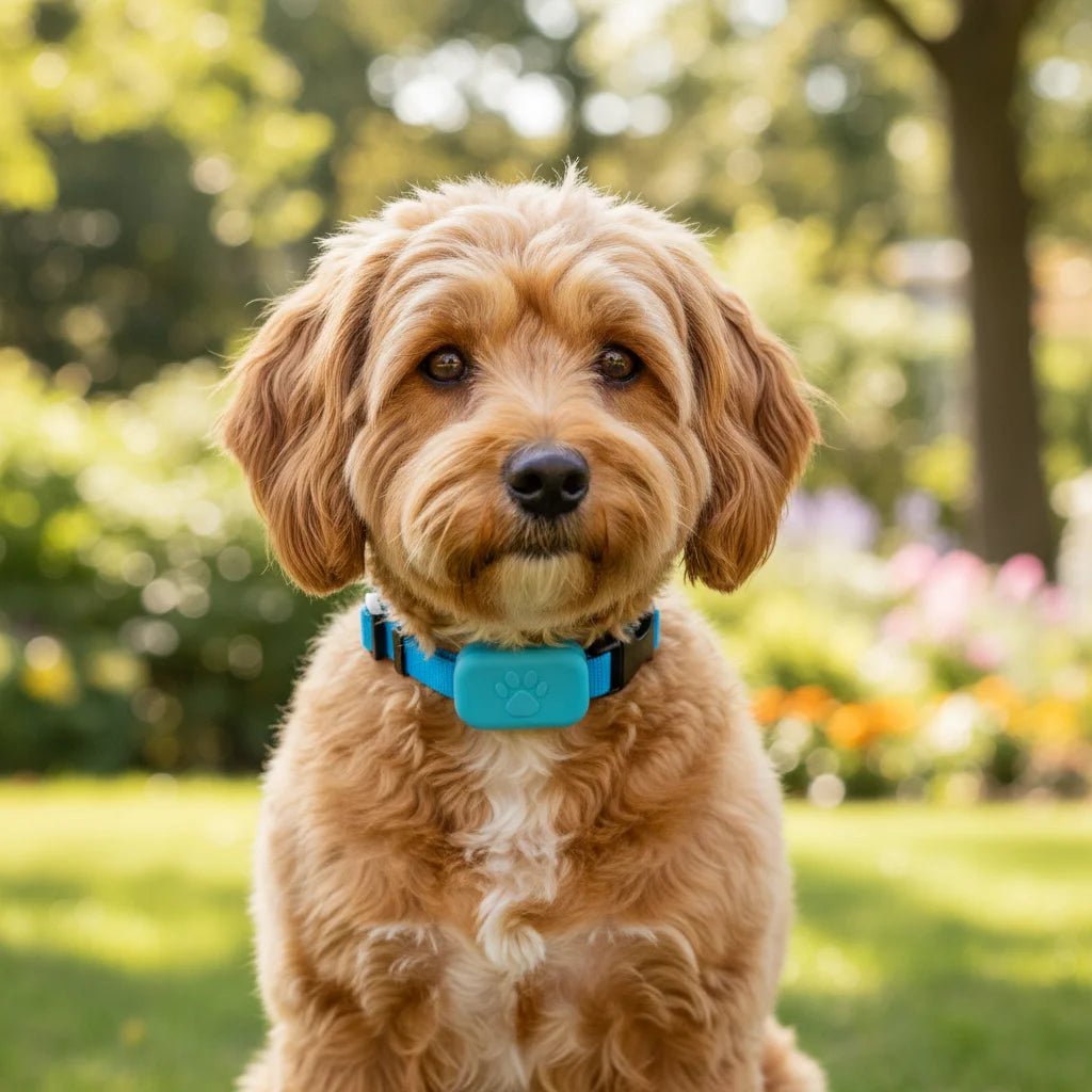 Pet GPS Tracker for dogs and cats featuring real-time location tracking, motion alerts, and compact design, compatible with iOS devices. 1
