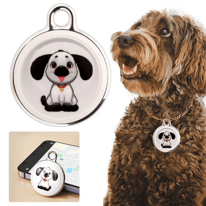 Pet GPS Tracker for dogs and cats featuring real-time location tracking, sound alert, and a waterproof design for outdoor use. 2