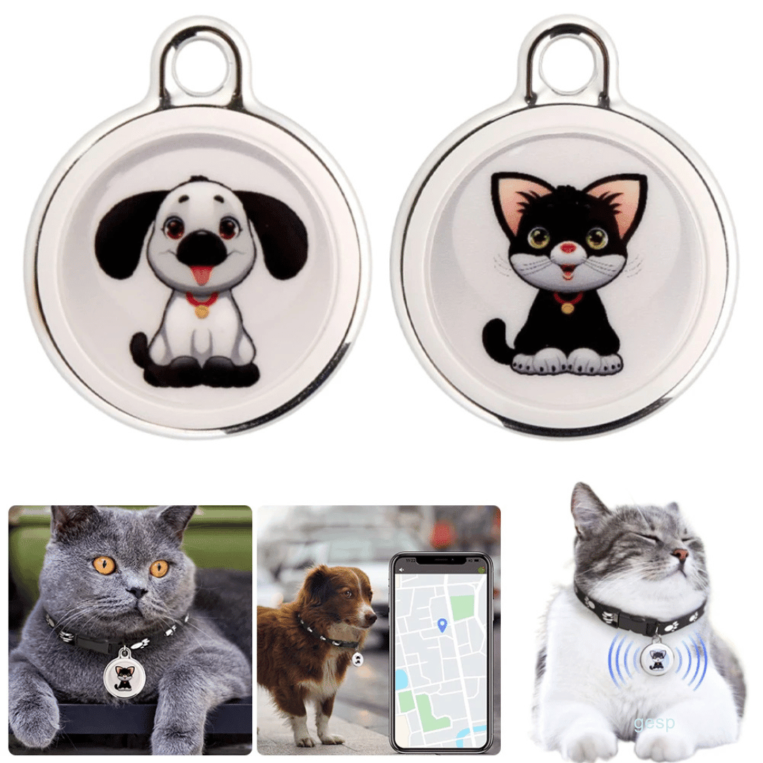 Pet GPS Tracker for dogs and cats featuring real-time location tracking, sound alert, and a waterproof design for outdoor use. 1