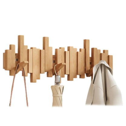 Piano Style Coat Rack with Folding Hooks made of solid walnut and beech wood, featuring a modern design ideal for entryway or bedroom organization. 3