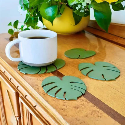 Plant-Shaped Kitchen Coaster Set