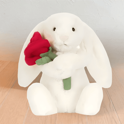 Plush Bunny Toy with long ears, 30cm cuddly rabbit plushie, soft stuffed animal perfect for kids and home decor. 0